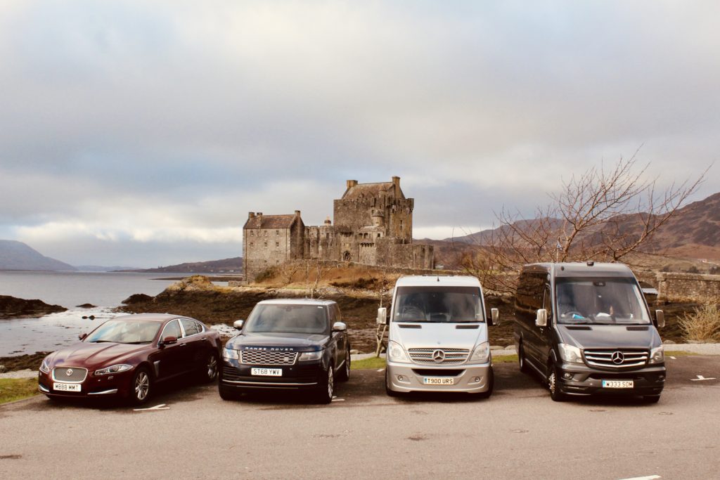 Skye Luxury Tours Vehicles at castle
